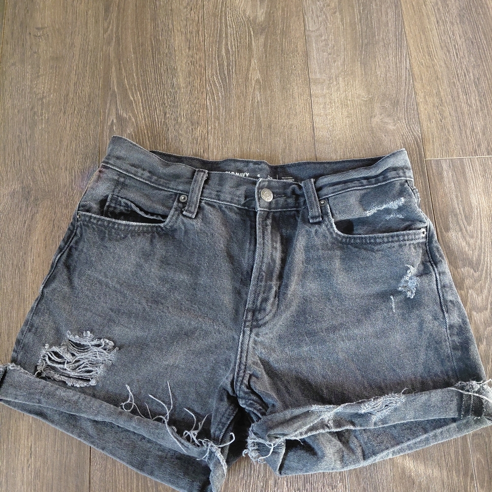 Old Navy Distressed Black Denim Shorts